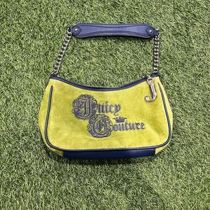 Juicy Couture Vintage Green Blue Velour Shoulder Bag Petite Dainty Y2K